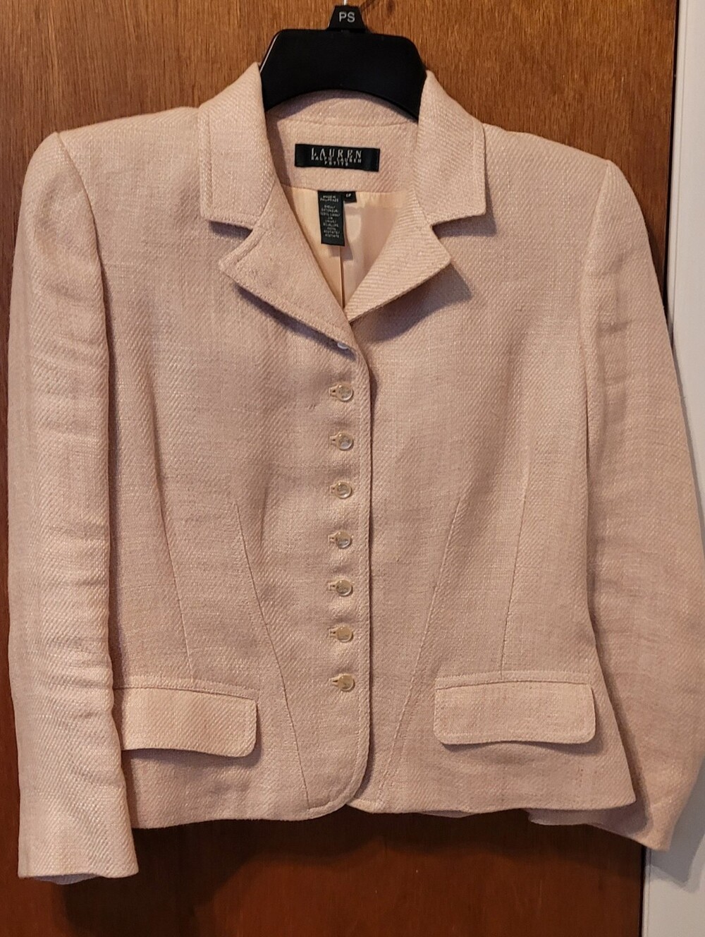 LAUREN Ralph Lauren Blush Pink Linen Tailored Jacket